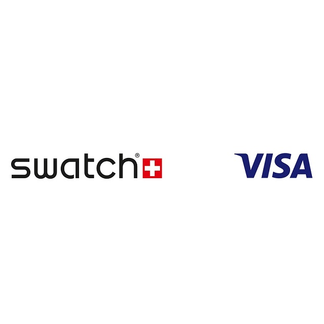 Swatch and Visa logo.