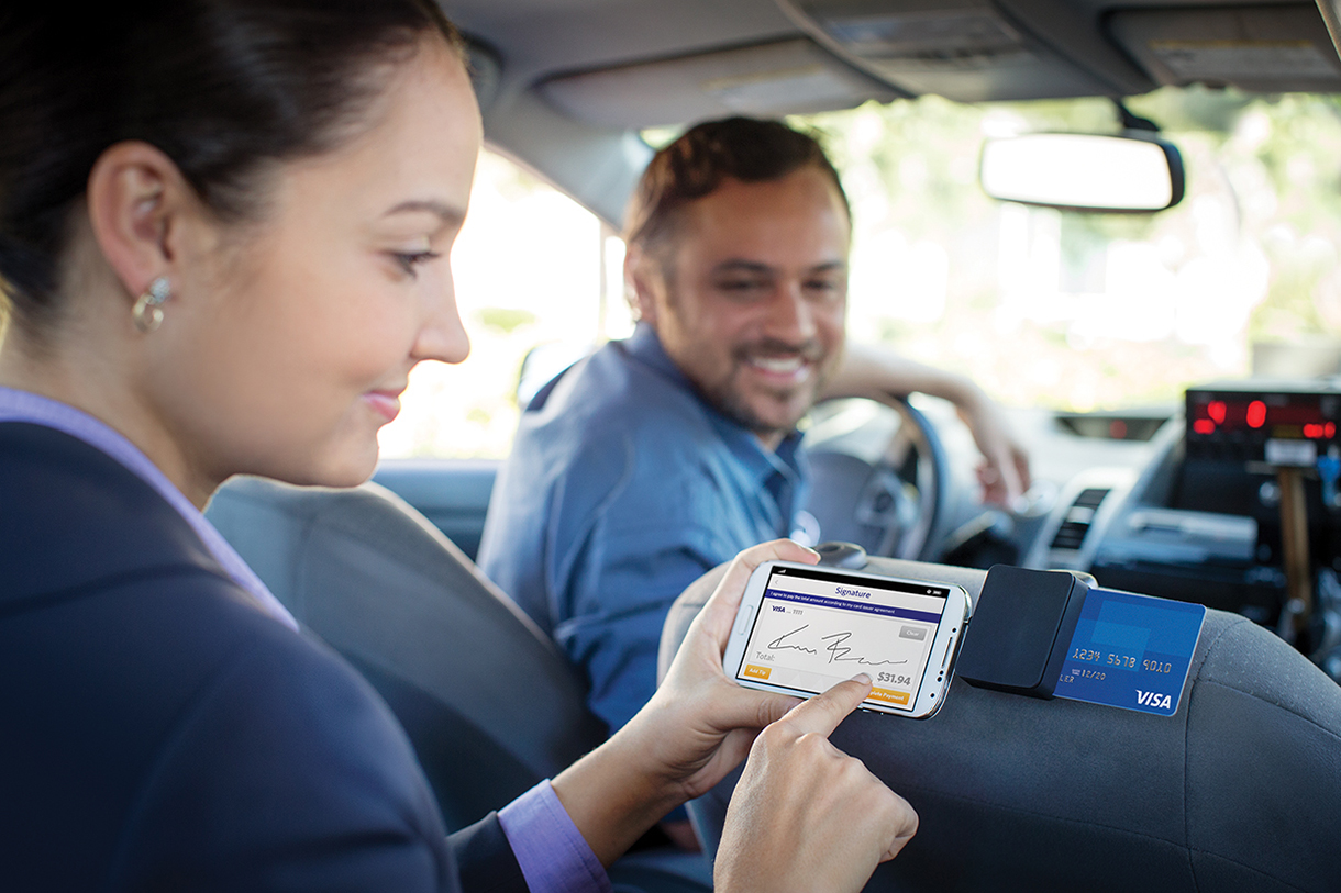 Paying Taxi Fare with Smart Phone Chip Card